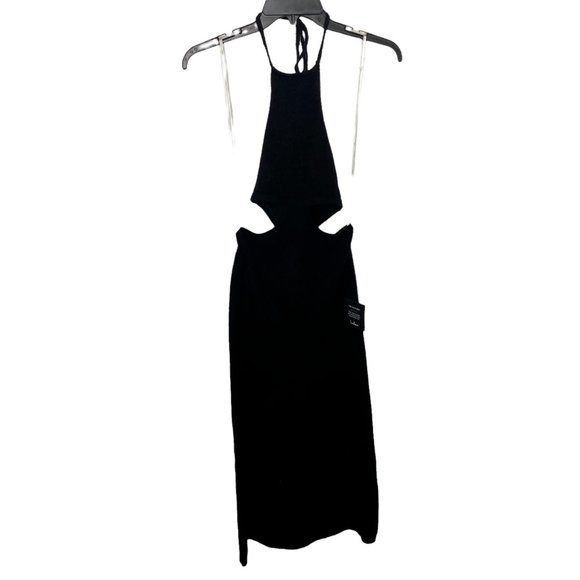 Lulu’s Black Lush for Life Cutout Halter Knit Midi Dress - Picture 4 of 8
